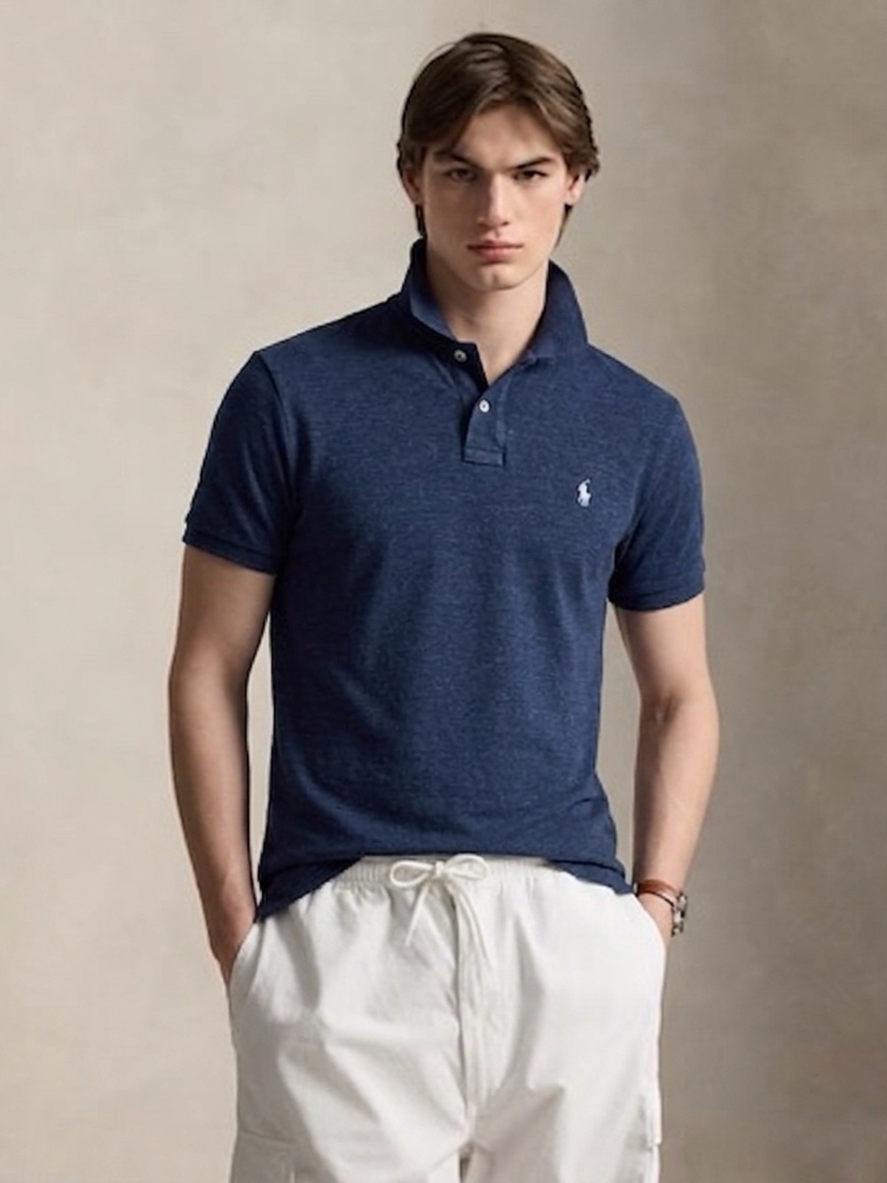 125 RALPH LAUREN Men's Custom Slim Fit Cotton Polo - Newport Navy Blue, XL